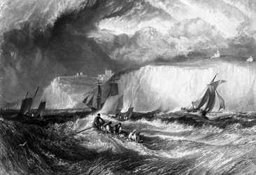 O estreito de Dover, gravado por William Miller, 1827